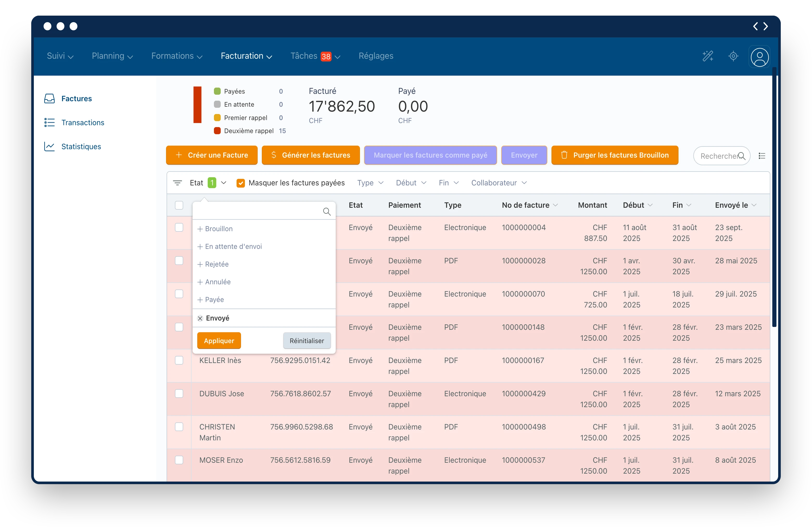 Gestion de la facturation